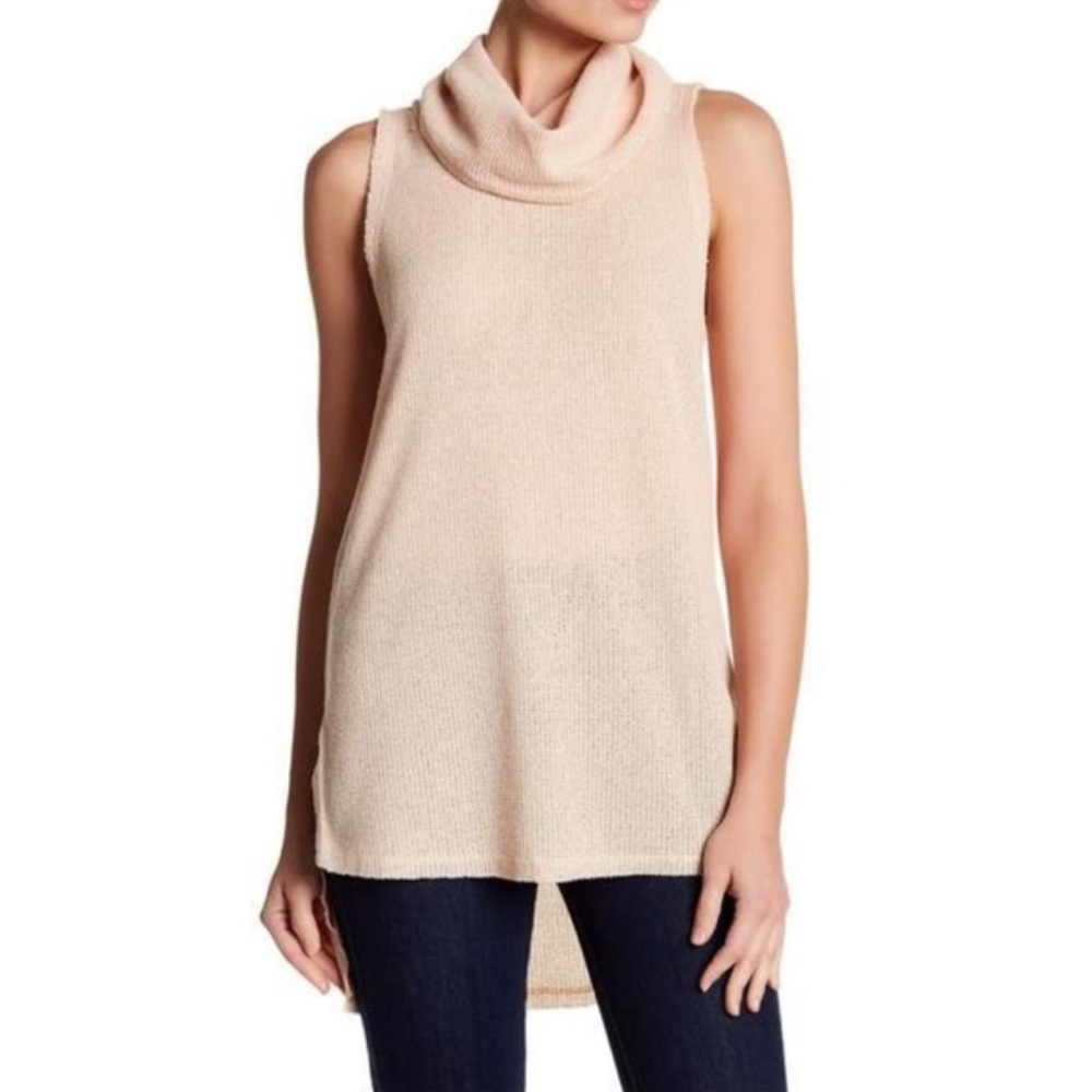 ASTR the Label Peach Sleeveless Knit Cowl Neck Knit Top